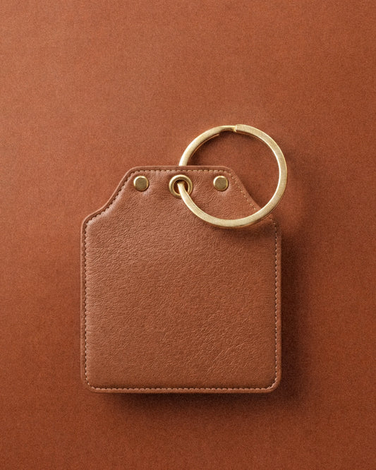 LRS DEFENDER MUD FLAP KEY FOB GENUINE LEATHER & BRASS